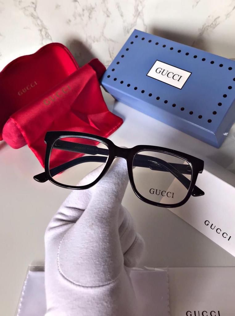 GCC Branded Transparent Glass With Black Frame Square Oversized Men's Women's Sunglass For Men's Woman Or Girl Gg-0958O 002- Casual Uses Oversized Sunglasses