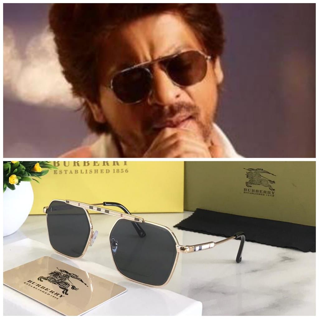 Burberry Black Color Lens With Gold Color Frame Sunglass For Men's Women's For Man Woman Or Girl BB-9010 Sunglass