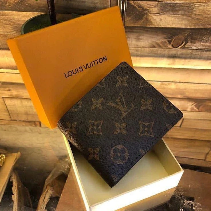 Leather Heavy quality Brown Color latest full printed design Fancy look wallet for men's LV-W-586
