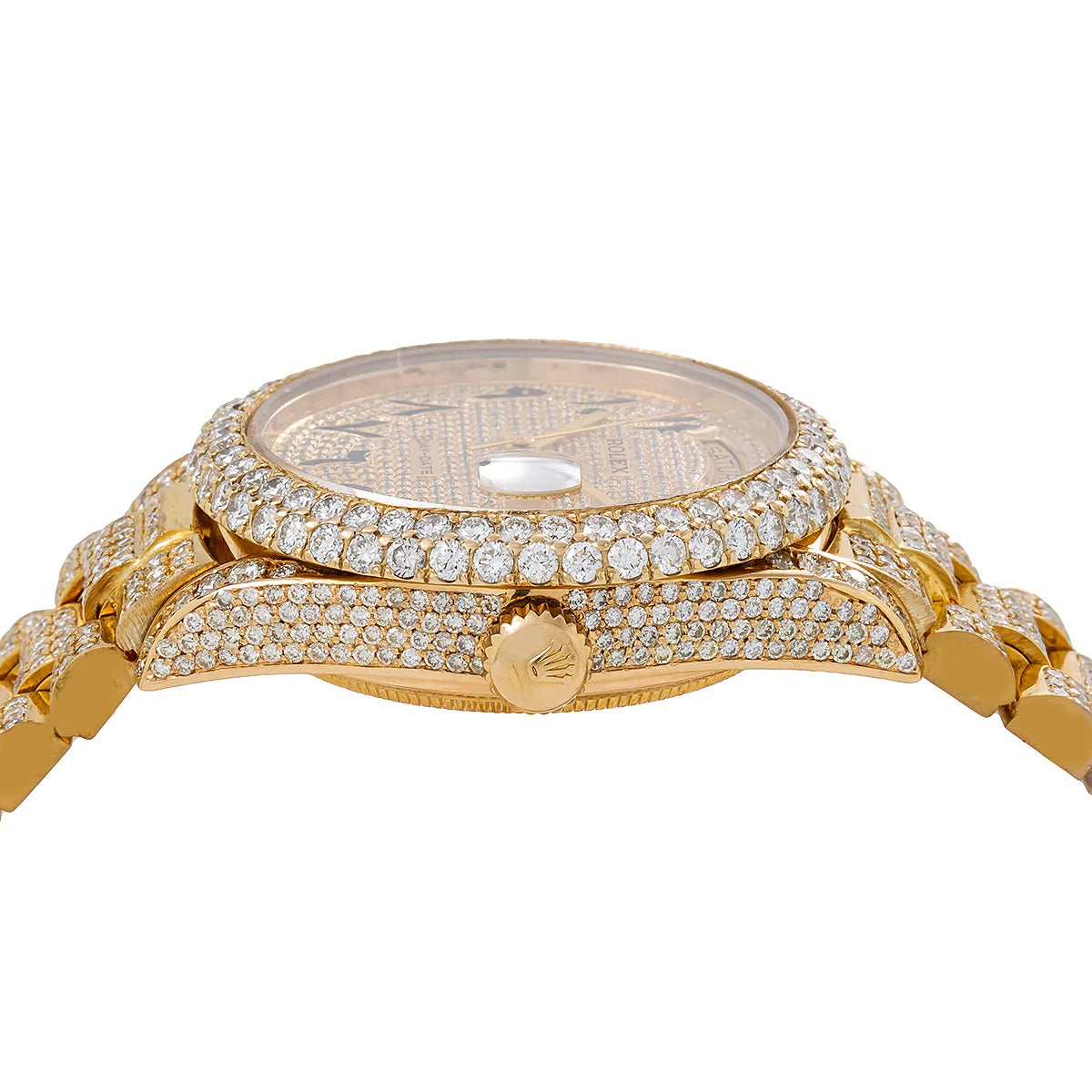 RLX Diamond Set - Aude Mars Piguet Royal Stainless Steel Watch With Arabic Gold Dial Watch For Men's And Women's -Best For Stylist Look- Rlx-Arabic-Gold