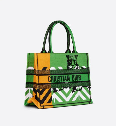 Christian Dior Women Fashion Western Style Tote Bright Green and Fluorescent Orange D-Jungle Pop EmbroideryMedium Bag For Women's Or Girls Bag - Best Casual Use Bag DR-M765-WBG