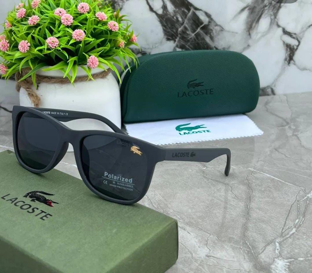 Lacoste Black Color Glass Men's Women's Sunglass Best Casual Dress Sunglass Man Woman Or Girl LS-866 Black Bold Frame Sunglass