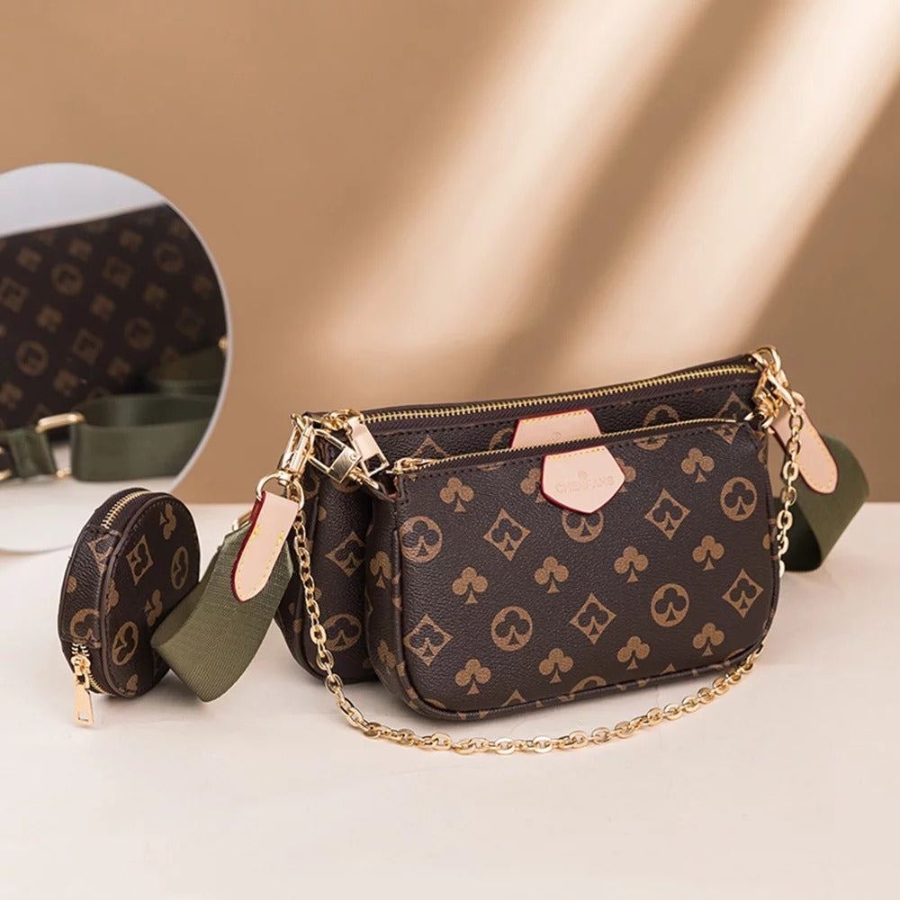 LV Cross Body Handbag In Stunning Brown In Checks Pattern Brown Color Belt Women's Or Girls Bag Along with sling- Stylist Daily Use Bag LV-2874