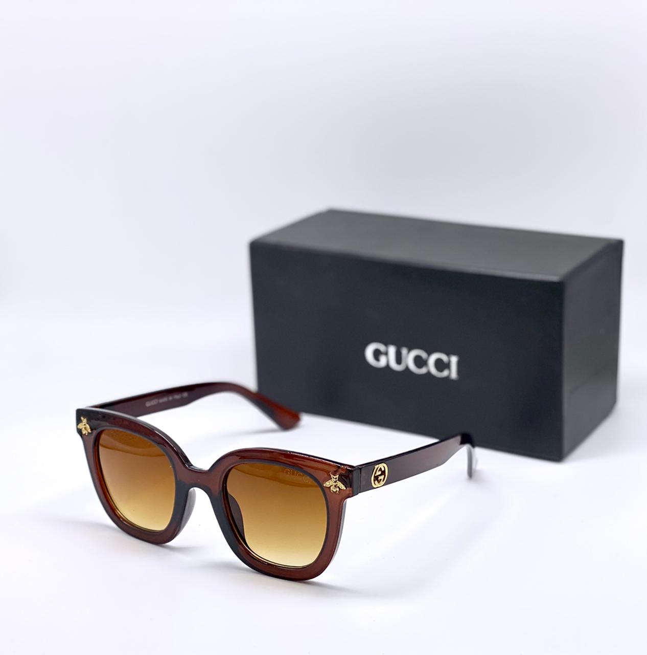 GC Branded Brown Color Transparent Shade Glass Brown Frame Men's Women's Sunglass For Men's Woman Or Girl Gg-0209S Urban Web Block Diva Flat Oversized 49Mm Sunglasses