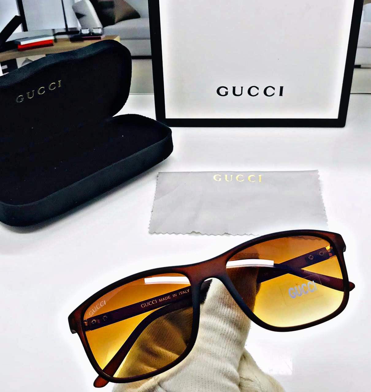 GCC Branded Brown Color Glass Men's Women's Sunglass For Man Woman Or Girl Gu-876 Black Frame Design Gift Sunglass