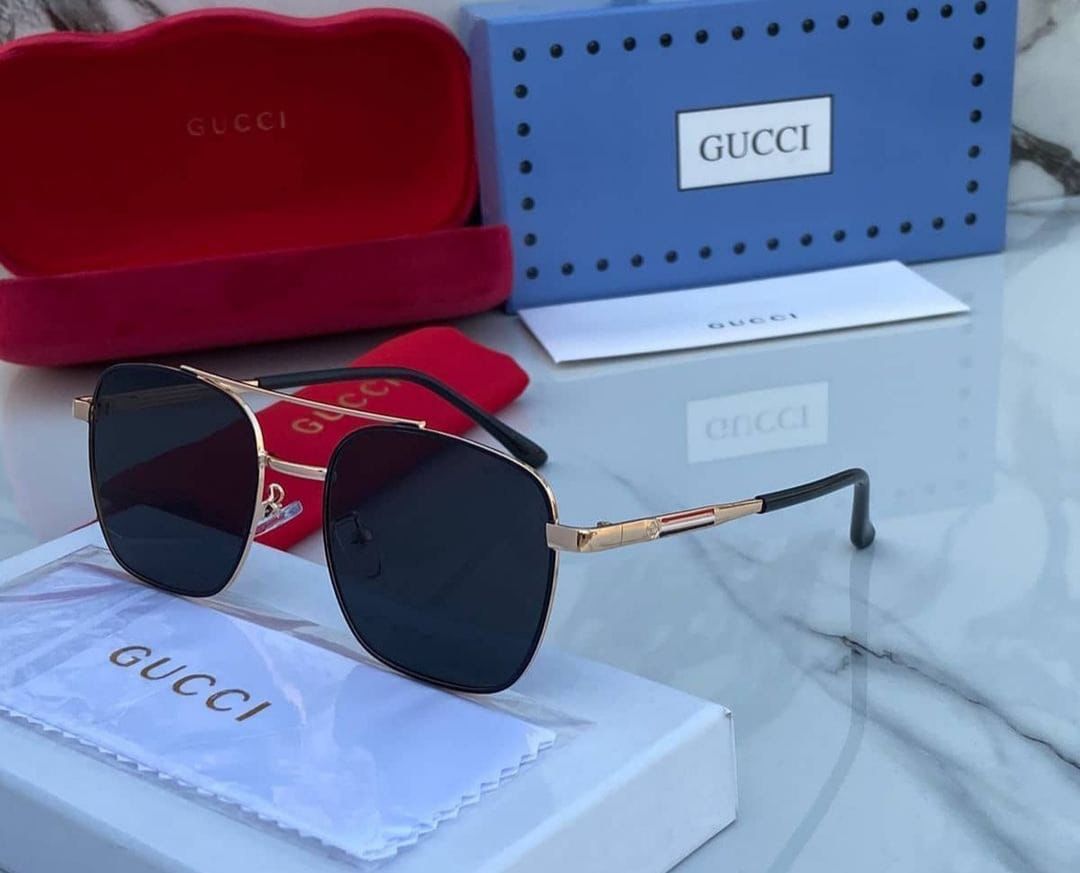 GC Branded Rimless Black Glass Rose Gold Frame And Gold And Black Stick Sunglass For Men's GG-1315- Best Quality Product