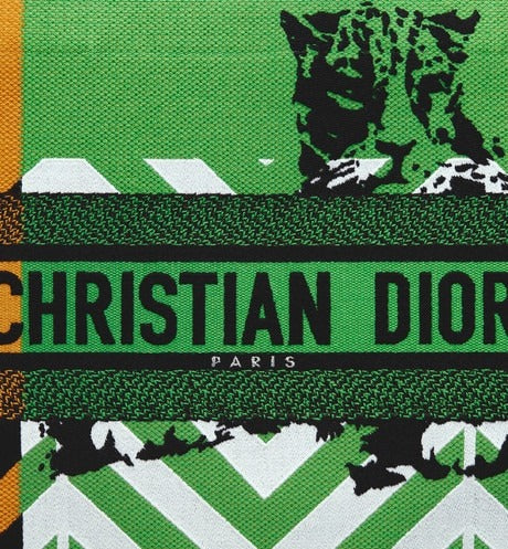 Christian Dior Women Fashion Western Style Tote Bright Green and Fluorescent Orange D-Jungle Pop EmbroideryMedium Bag For Women's Or Girls Bag - Best Casual Use Bag DR-M765-WBG