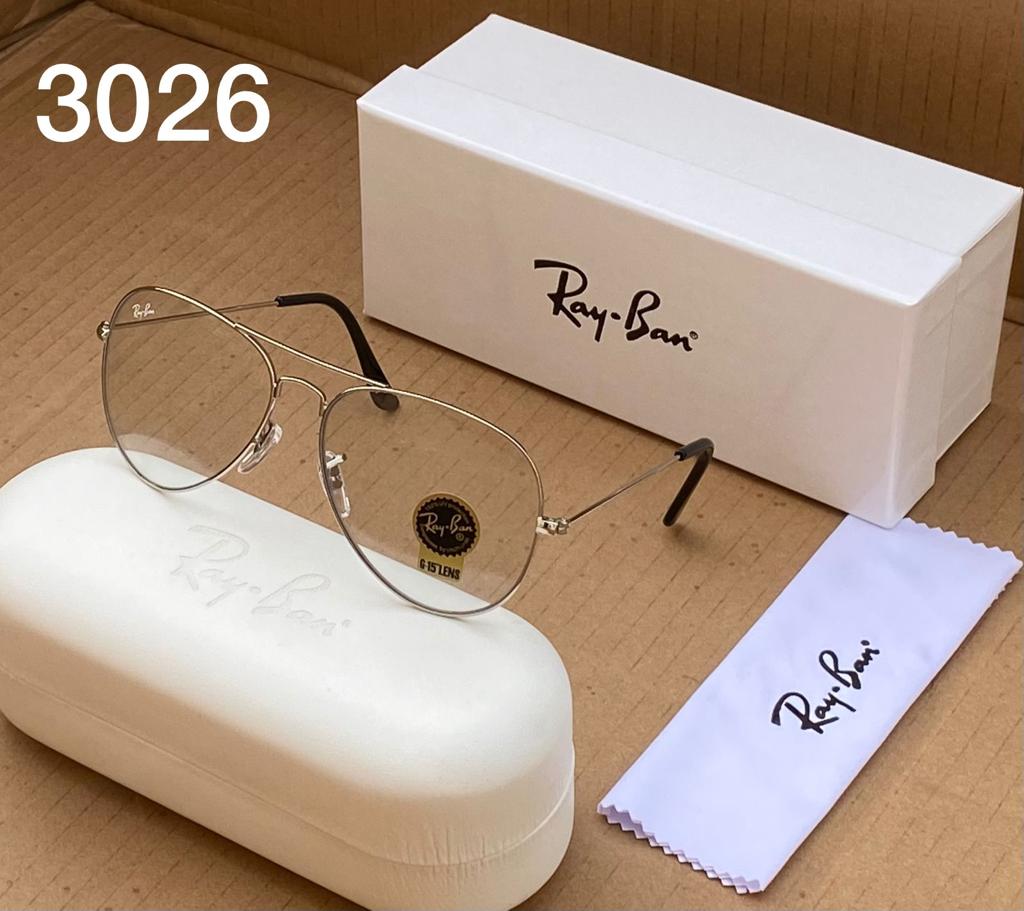 Aviator Heavy Quality Transparent Lens And Silver Frame Transparent Sunglass New stylish Men's And Women's Sunglass With Silver Strap RB-3027