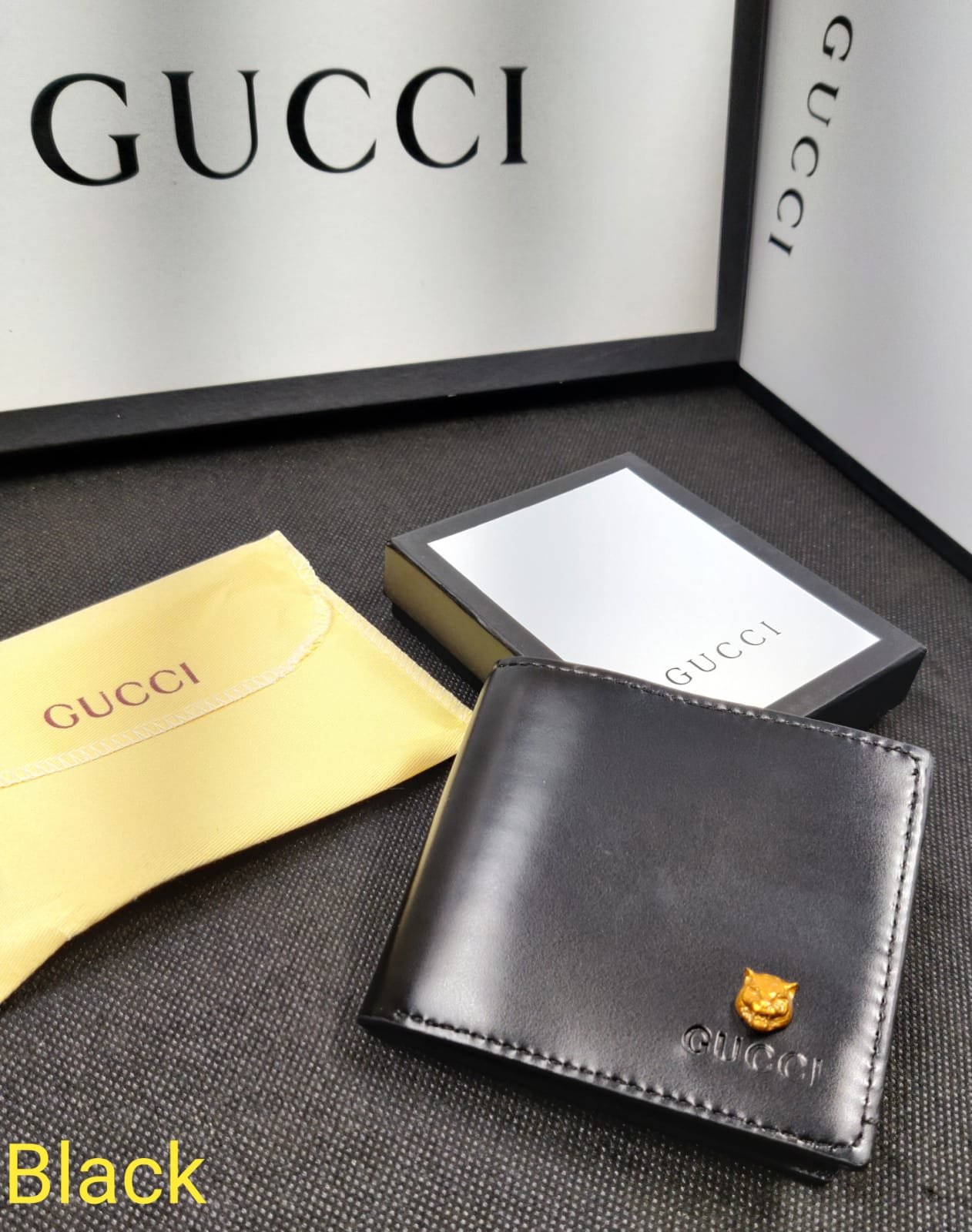 Leather Heavy Quality Latest Full Black Plain Decent look wallet For Man GU-709