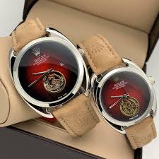 RLX Oyster Perpetual Daytona Couple Watch Tan Leather Men's Watch For Man Rlx-cpl-345 Red Dial Silver Case Date Gift Watch