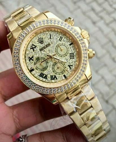 Diamond Luxury Men's Watch for Man Quartz Gold Watch