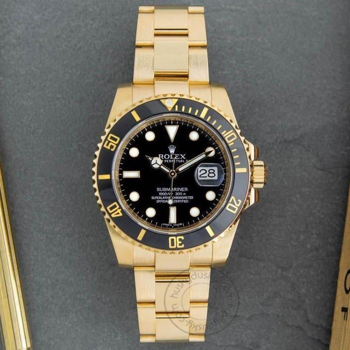 RLX Submariner Quartz Gold Black Dial Metal Men's Watch for Man Rlx-Sub-GB