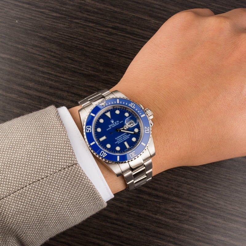 Trendy RLX Quartz Silver Blue Dial Metal Men's Watch for Man RLX-BLUE-SUB