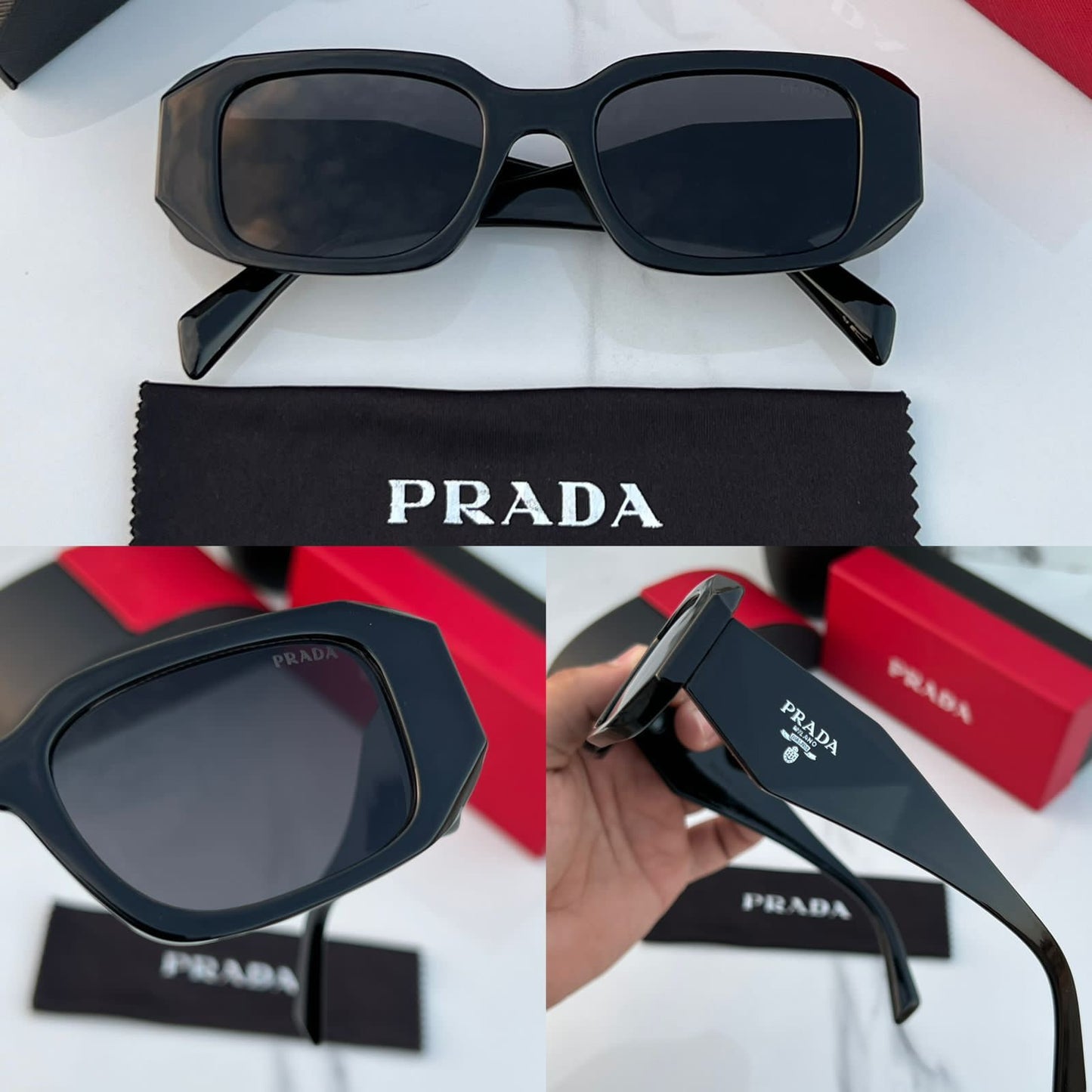 Prada Latest Design Black Color Glass Mens and Womens PR-17Ws Black Frame Sunglass PRA-5254