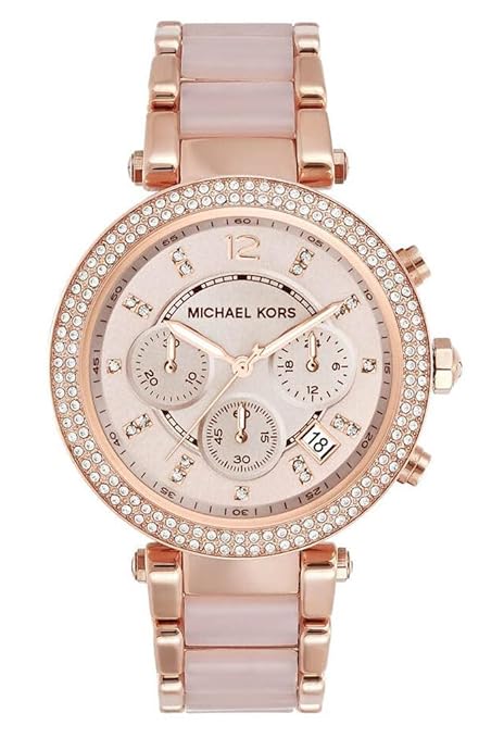 Michael kors Rose Gold Dial Women's Watch For Girl Or Woman Mk5896 Two-Tone Strap Best Gift Watch
