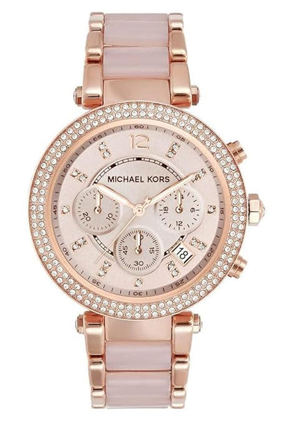 Michael kors Rose Gold Dial Women's Watch For Girl Or Woman Mk5896 Two-Tone Strap Best Gift Watch