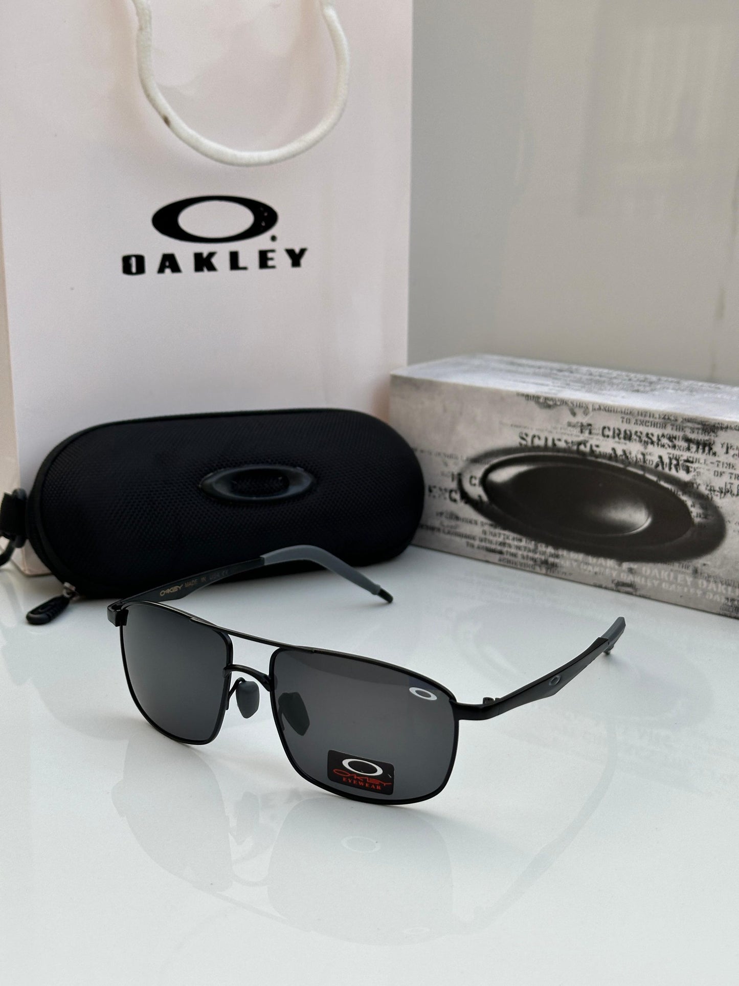 Oakley Black Color Glass Men's Sunglass for Men or Boy OAK-5485 Black Frame Gift Sunglass