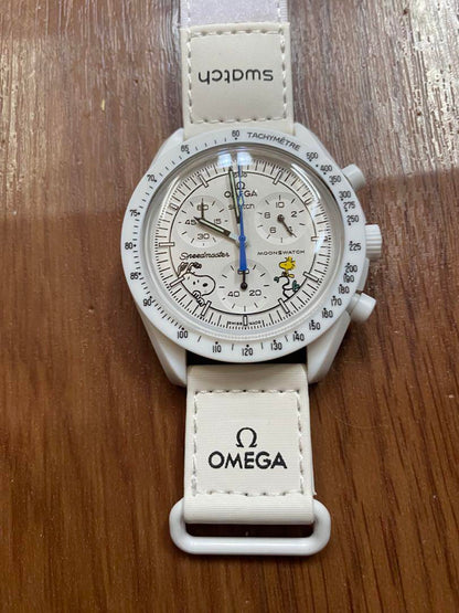 Swatch x Omega Snoopy White Dial/White Strap Bioceramic Moonswatch Mission to Mercury OG-1031