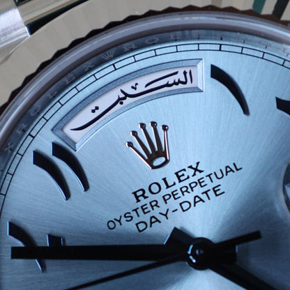 Rolex Day-Date 40 Platinum Ice Blue Arabic Dial-RLX-ARB