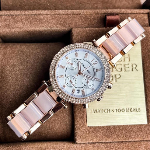 Michael kors White Dial Women's Watch For Girl Or Woman MK-9932 Two-Tone Strap Best Gift Watch