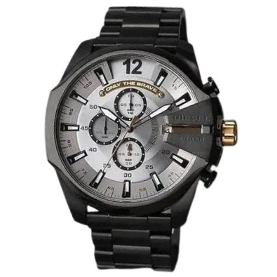 Diesel Mega Chief Chronograph Full Black Stainless Steel White Dial Men's Watch For Man DZ-10066 Gift