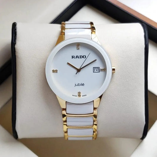 Rado Centrix Jublie Gold White Men's Watch For Man RD-JUB-00 White Dial Date Gift Watch