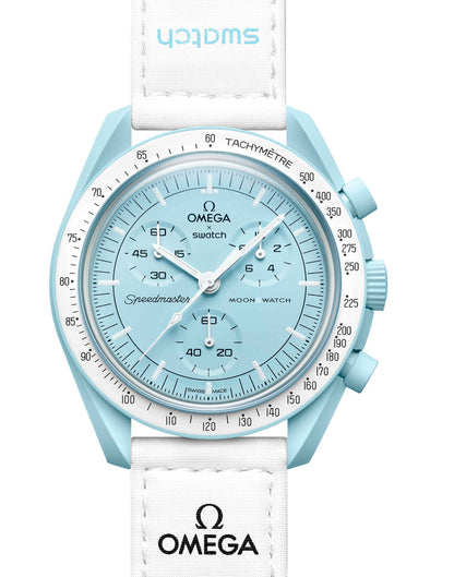 Swatch x Omega Blue Dial/White Strap Bioceramic Moonswatch Mission to Mercury OG-1027