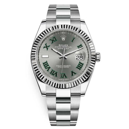 Rolex Datejust 41 'Wimbledon' Silver Dial Oyster Bracelet Men's Watch-RLX-5306