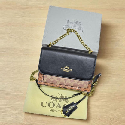 Coach Black- Brown New Leather Bag Stylist Daily Use Hand-Bag CO-4455-WBG