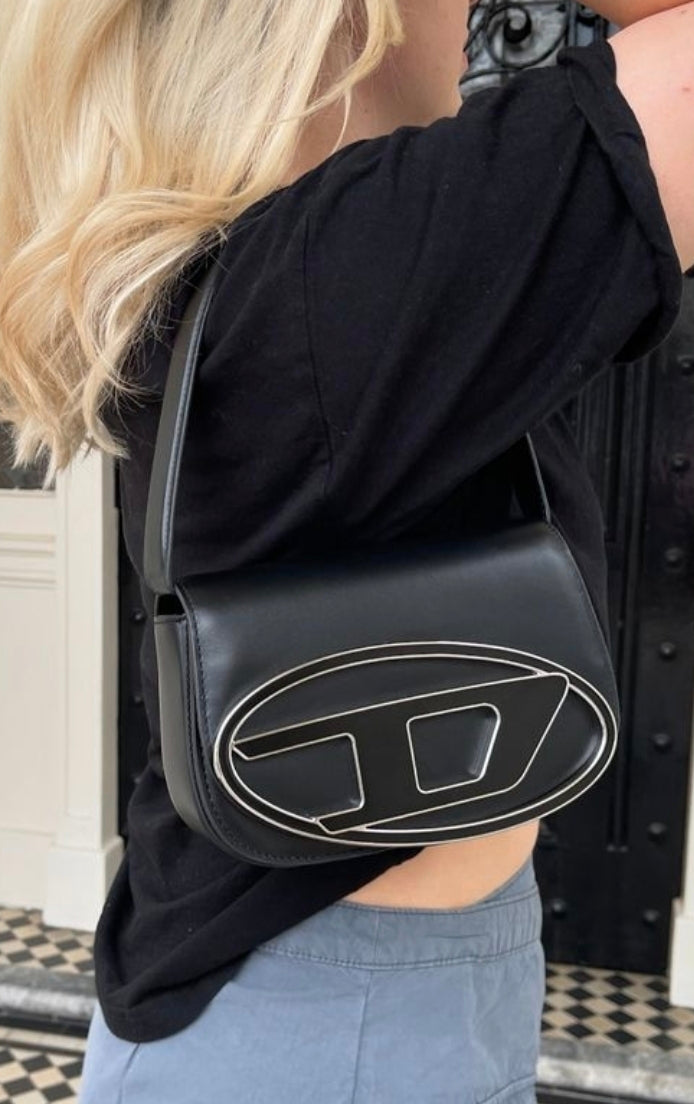 Diesel Black New Leather Bag Iconic Medium Shoulder Bag  DZ-4460-WBG