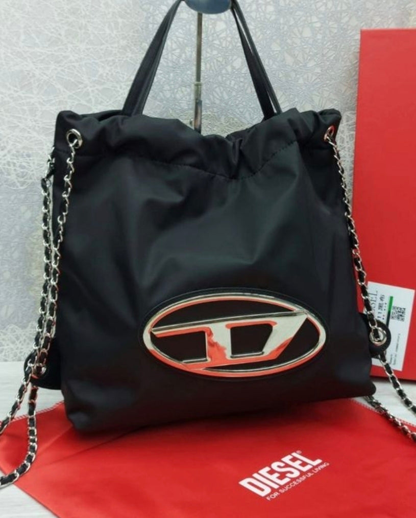Diesel Oval D Drawstring Nylon Shopper Bag DZ-4470-WBG