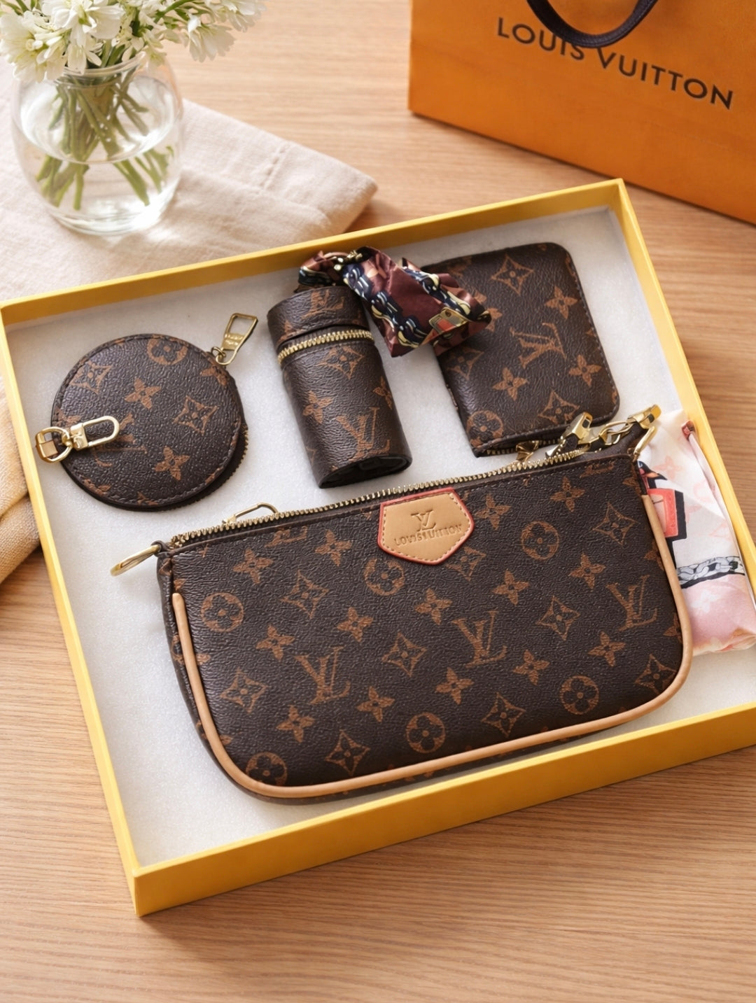 LV Brown Hybrid cross-body set with Multi Pochette Accessoires LV-4438-WBG