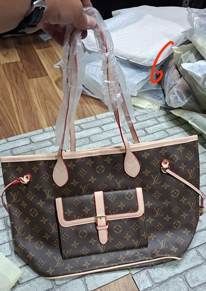 LV Brown New Leather Tote Bag Stylist Office Bag LV-4450-WBG