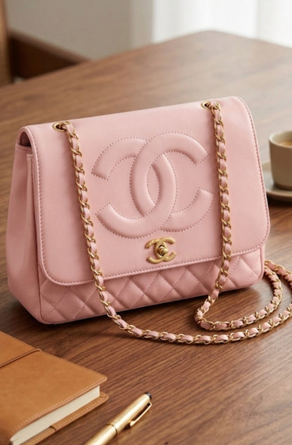 Chanel Pink Leather Shoulder Bag CC-4456-WBG