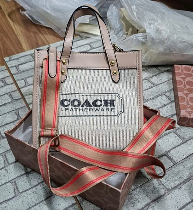 COACH Canvas Field Tote 22 Women's Bag Tan Multi or Beige Color CO-4473-WBG