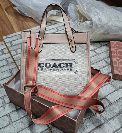 COACH Canvas Field Tote 22 Women's Bag Tan Multi or Beige Color CO-4473-WBG