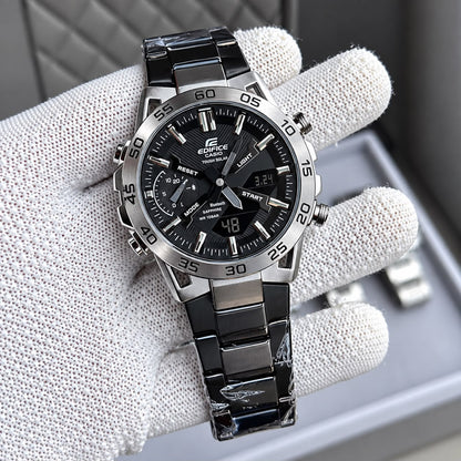 Casio Edifice ECB-2000 Quartz Men's Watch With Silver Case /Black Watch ED420
