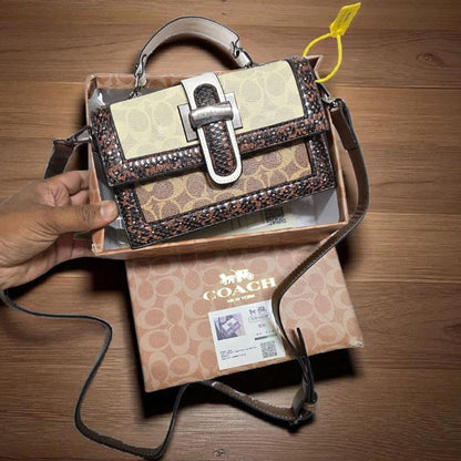 Coach New Brown Leather Stylist Daily Use Hand-Bag CO-4449-WBG