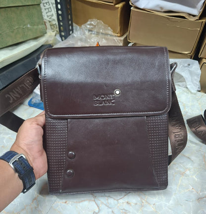 Mont Blanc Men's Crossbody Messenger Bag – Vintage Brown Leather Bag MB-4459-WBG