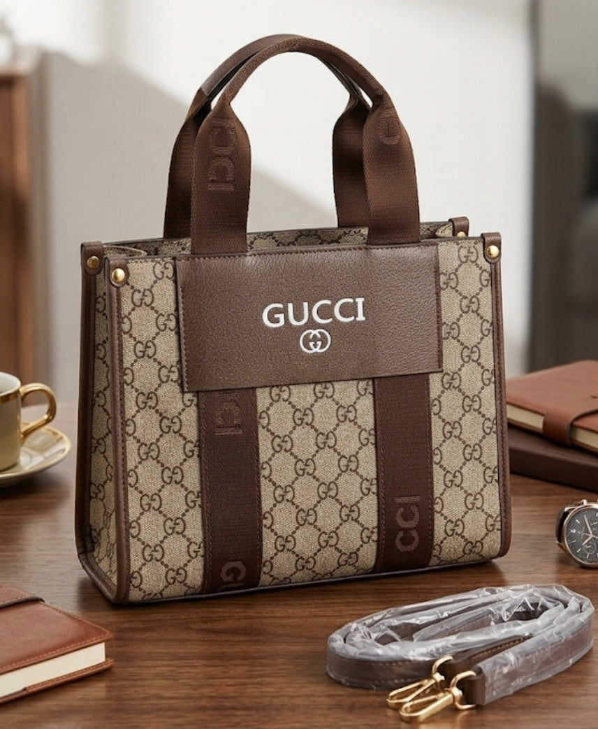 GUCCI GG Supreme Leather Hand Bag Beige Brown GG-4451-WBG