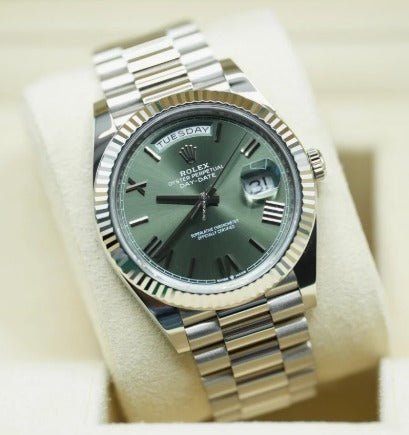 Rolex Oyster Perpetual Day-Date Olive Green Dial Men's Watch RLX-OYST-GRN