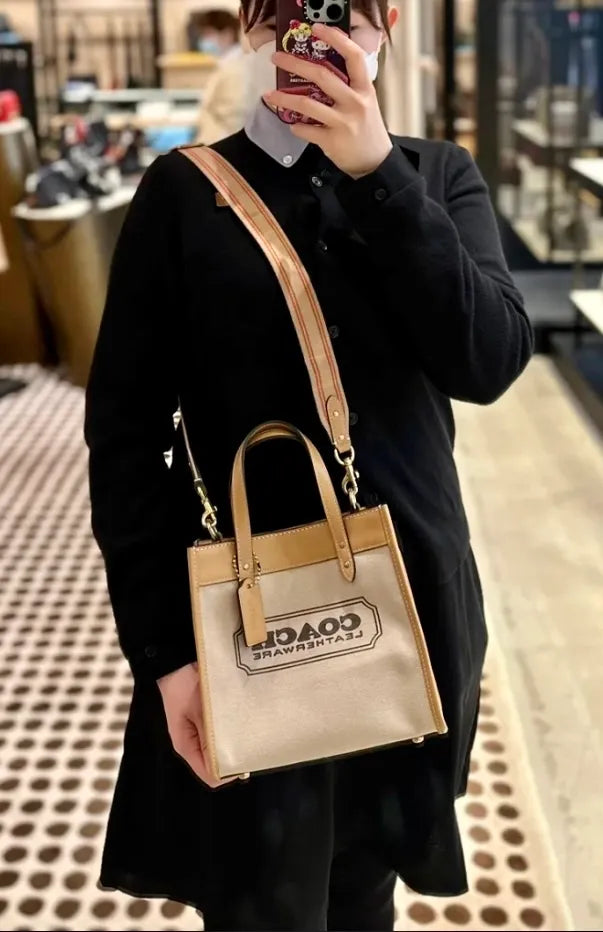COACH Canvas Field Tote 22 Women's Bag Tan Multi or Beige Color CO-4473-WBG