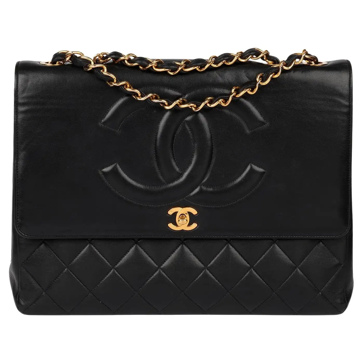 Chanel Black Quilted Lambskin Vintage Timeless Maxi Jumbo Class Hand Bag CC-4455-WBG
