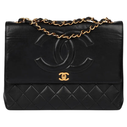 Chanel Black Quilted Lambskin Vintage Timeless Maxi Jumbo Class Hand Bag CC-4455-WBG