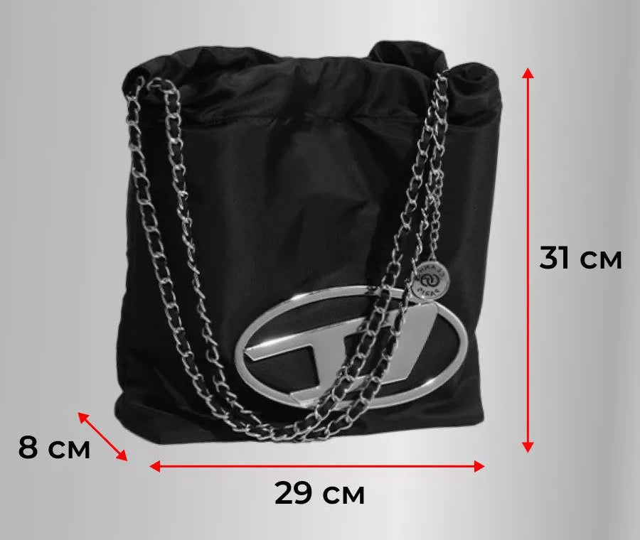 Diesel Oval D Drawstring Nylon Shopper Bag DZ-4470-WBG