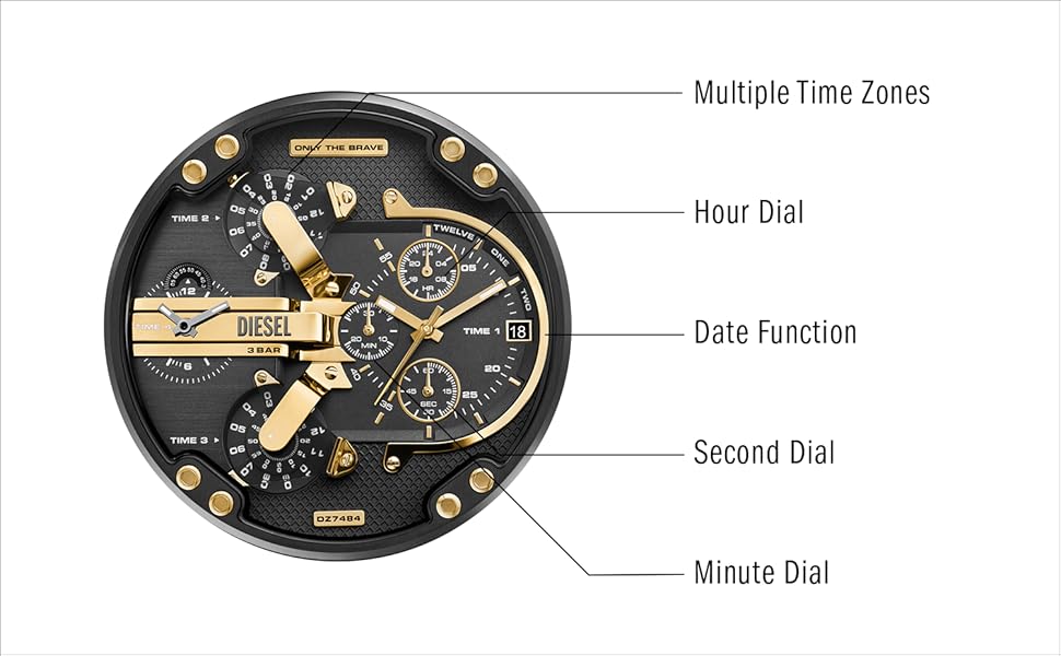 Diesel Multi-Function Chronograph Analog Black-Gold Dial Men's Watch DZ-8014