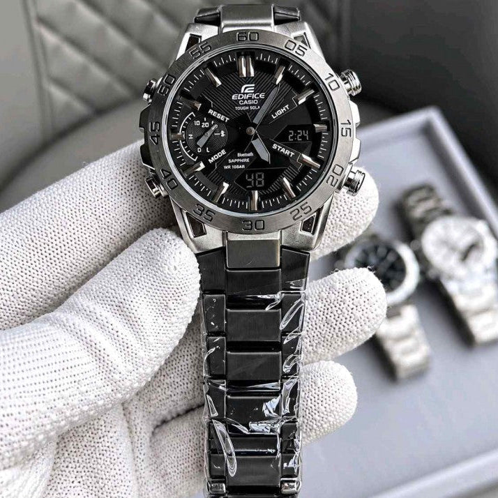 Casio Edifice ECB-2000 Quartz Men's Watch With Silver Case /Black Watch ED420
