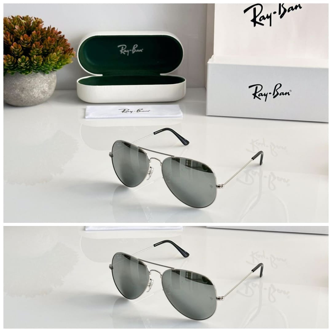 Rayban Stylish Silver Glass Men's And Women's Sunglass Heavy Quality Silver Color Stick RB-3473