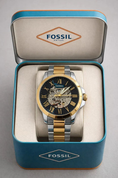 Fossil Machine Automatic Skeleton Dial Multi-tone Strap Men's Watch Formal Casual -FS-05023