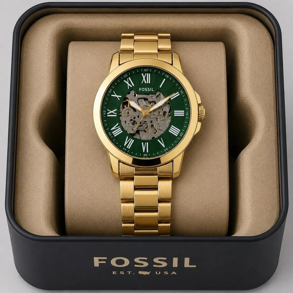 Fossil Machine Automatic Skeleton Dial Gold Men's Watch Formal Casual -FS-05021
